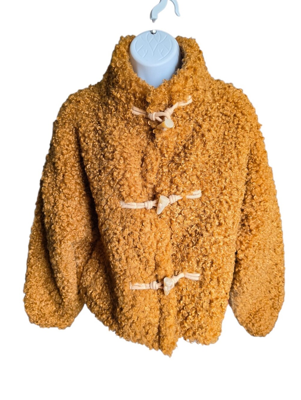 Cider Caramel Brown Teddy Faux-Fur Toggle Jacket - Size XS